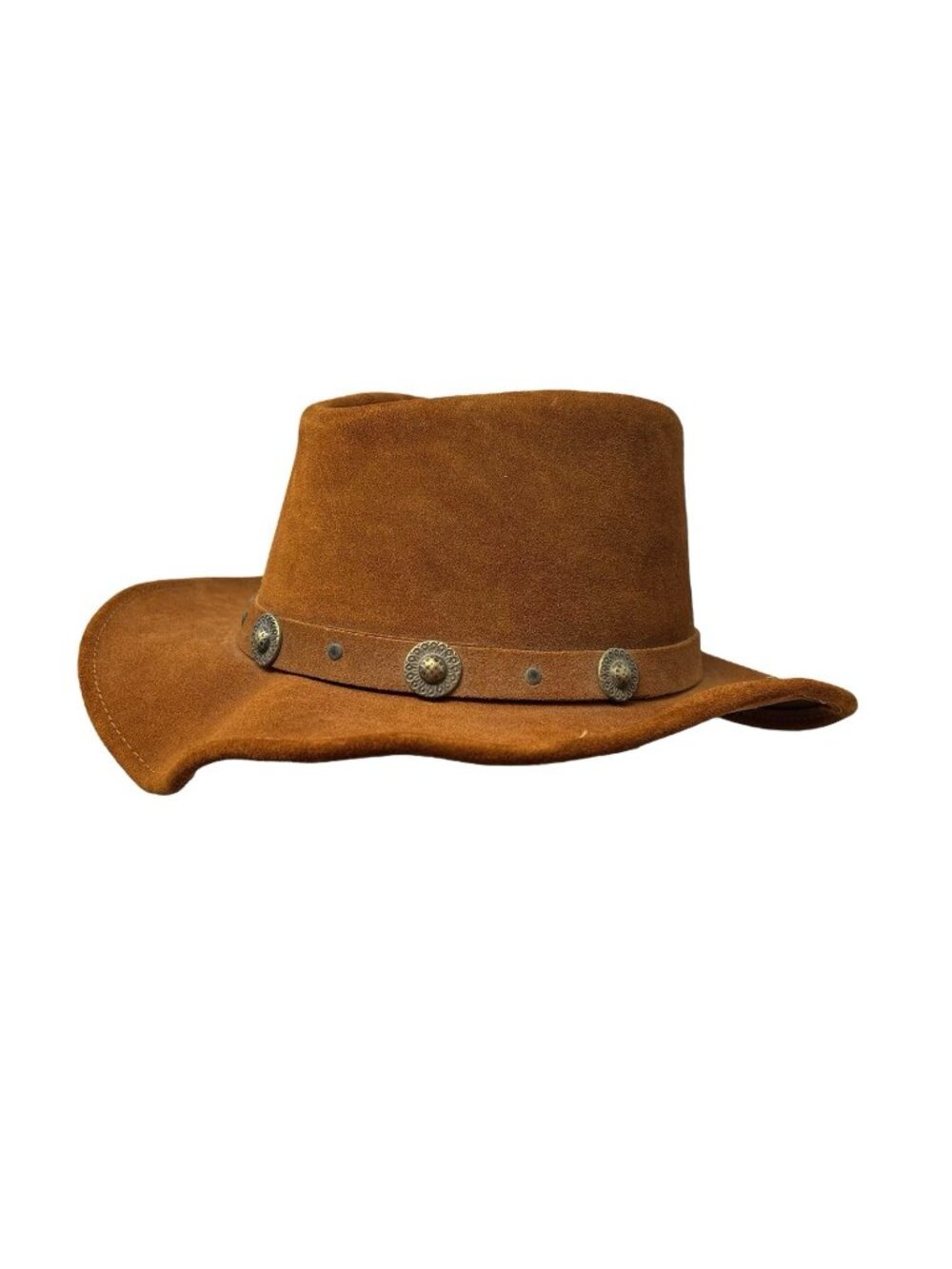 Minnetonka M 6 7/8 Outback Western Cowboy Hat Cap Leather Made in USA Vintage